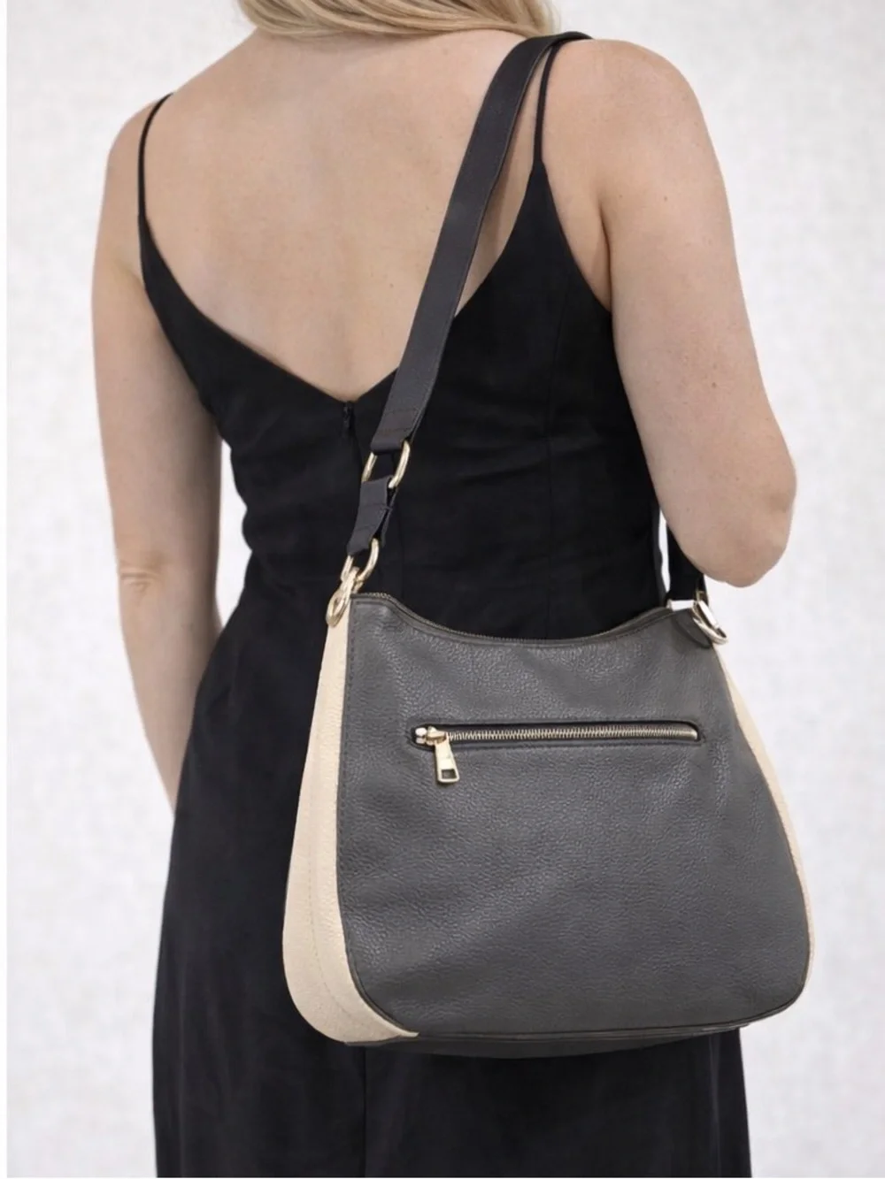💋Coach F76697 Jes Colorblock Hobo Heather Gray/Black Pebbled Leather Bag - Picture 2 of 12